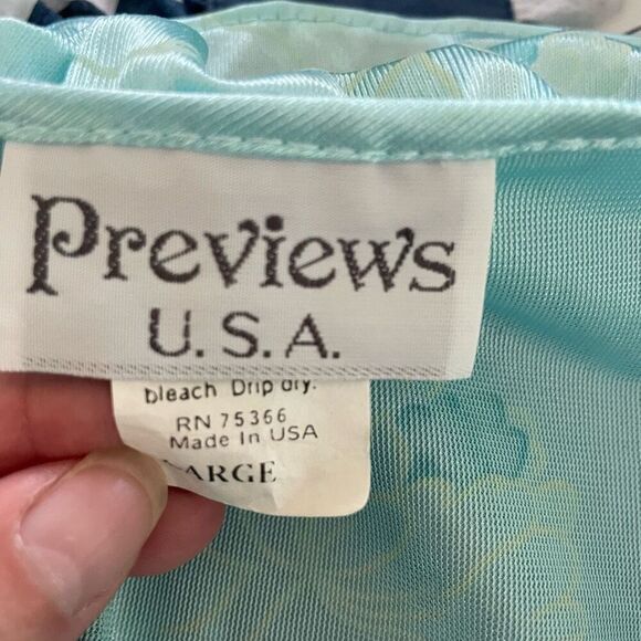 Vintage 80s Preview USA Aqua Satin Ruffle Robe M L - Picture 7 of 8